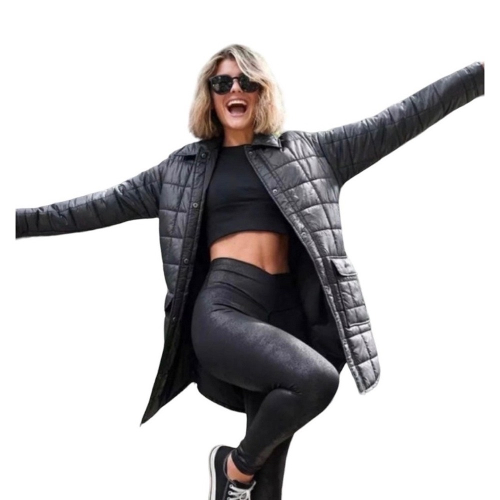 Offline by‎ Aerie Quilted Belted Puffer Jacket Black Large Recycled Polyester